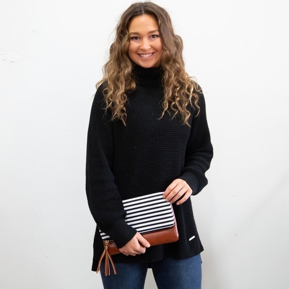 Casual Striped Fold Over Clutch Bag - Picture 5 of 5